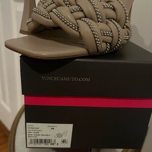 Vince Camuto Taupe Woven Sandals
